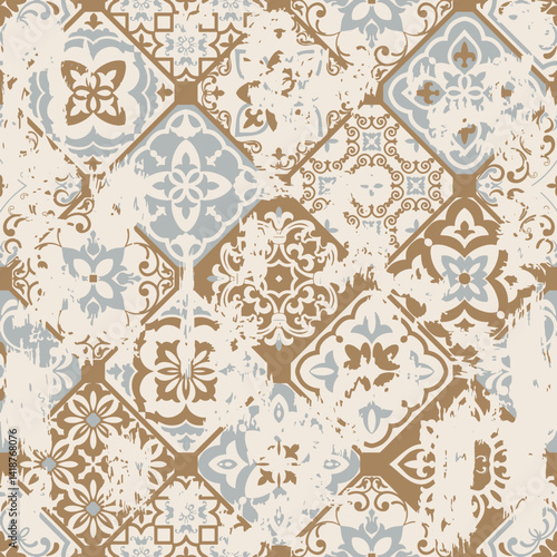  Seamless floral pattern, classic flower ornament, abstract ditsy print in vintage motif. Elegant botanical design of beautiful large wild flowers, leaves, small branches, herbs. Vector illustration.