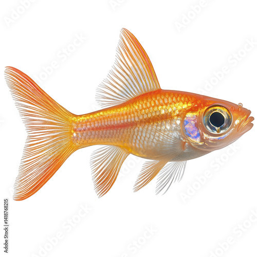 A Vibrant Orange Goldfish Swimming Gracefully in Open Water