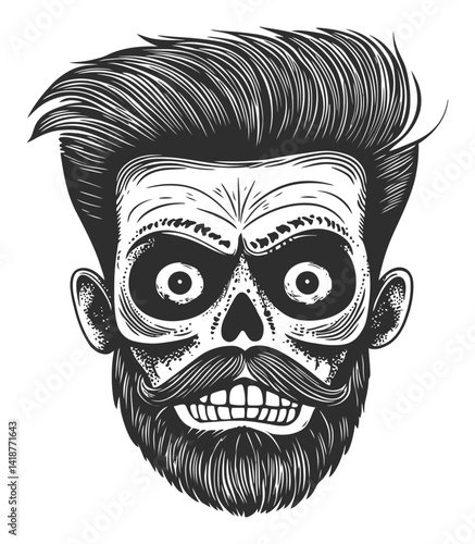 Artistic Skull Design with Vintage Style and Bold Details