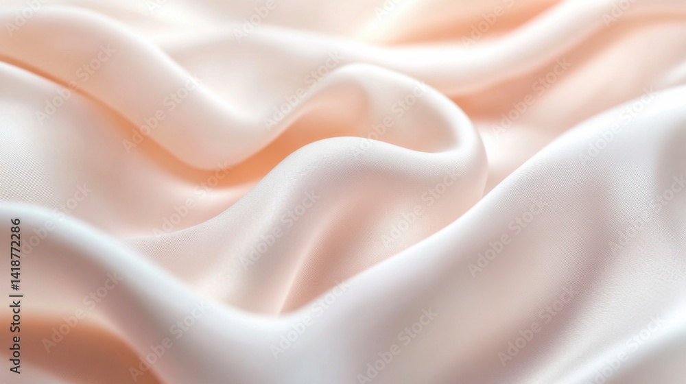 Fototapeta premium Close Up of Soft Peach Colored Silk Fabric with Elegant Folds