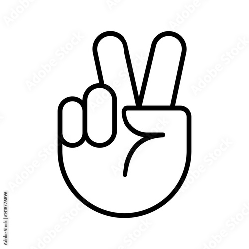 Hand gesture V icon color editable on white background