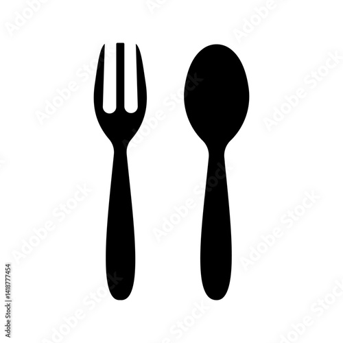 spoon and fork icon color editable on white background