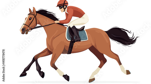 競馬場で疾走するの馬と騎手