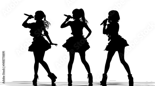 三人組アイドルグループのシルエット