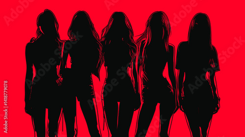 女性アイドルグループのシルエット