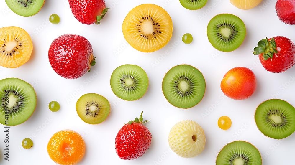 Colorful Fruit Flatlay Background. Colorful Fruit Flatlay Background.
