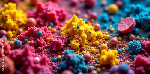Close-up of vibrant mix of multicolored mud in abstract texture with natural details, vibrant, texture, mix