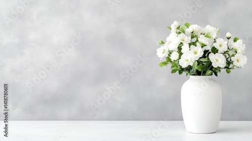 Wallpaper Mural White flowers in vase on light gray background Torontodigital.ca