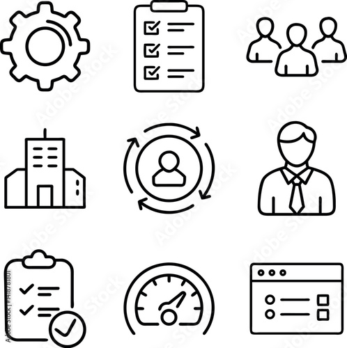 management icon set. vector line icon .eps