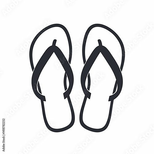 Flip Flops in Minimalist Style on a White Background  