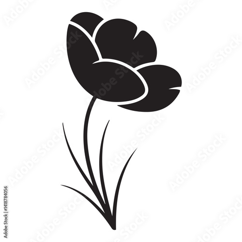 Minimalist Vector Black silhouettes Flower Logo Design, Floral Emblem, Simple Line Art. with white background