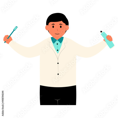 Obraz na płótnie Dental Care Character in Flat Design. Vector Illustration. w salonie