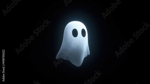 Spooky White Ghost Figure on Black Background