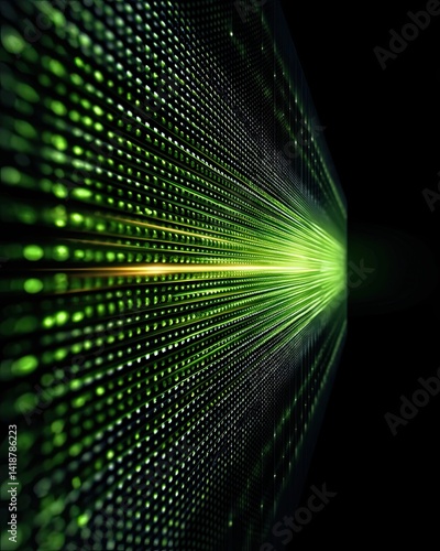 Retro green monochrome phosphor display with text matrix style and spacious black zone for visual use