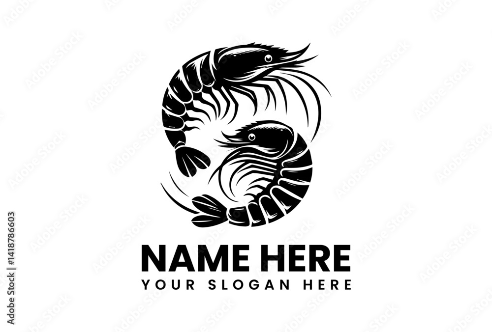 Fototapeta premium Stylized Shrimp Vector Graphic. Modern Seafood Design