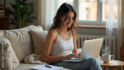 woman using laptop