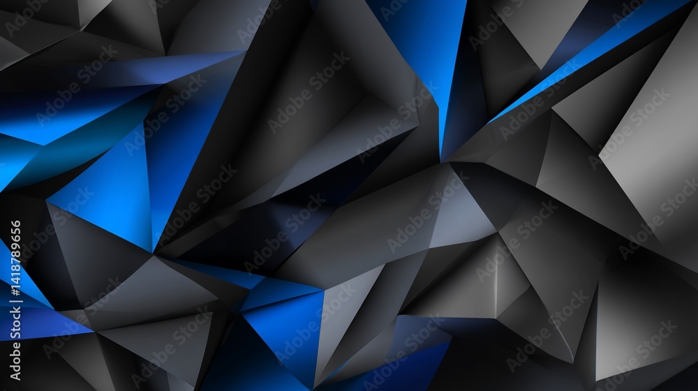 Obraz premium Abstract geometric pattern of dark gray and vibrant blue triangles