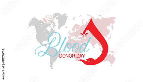 June is World Blood Donor Day. Vector template Design for banner, greeting card, poster, prints, social media post ,flyer , T shirt with background.