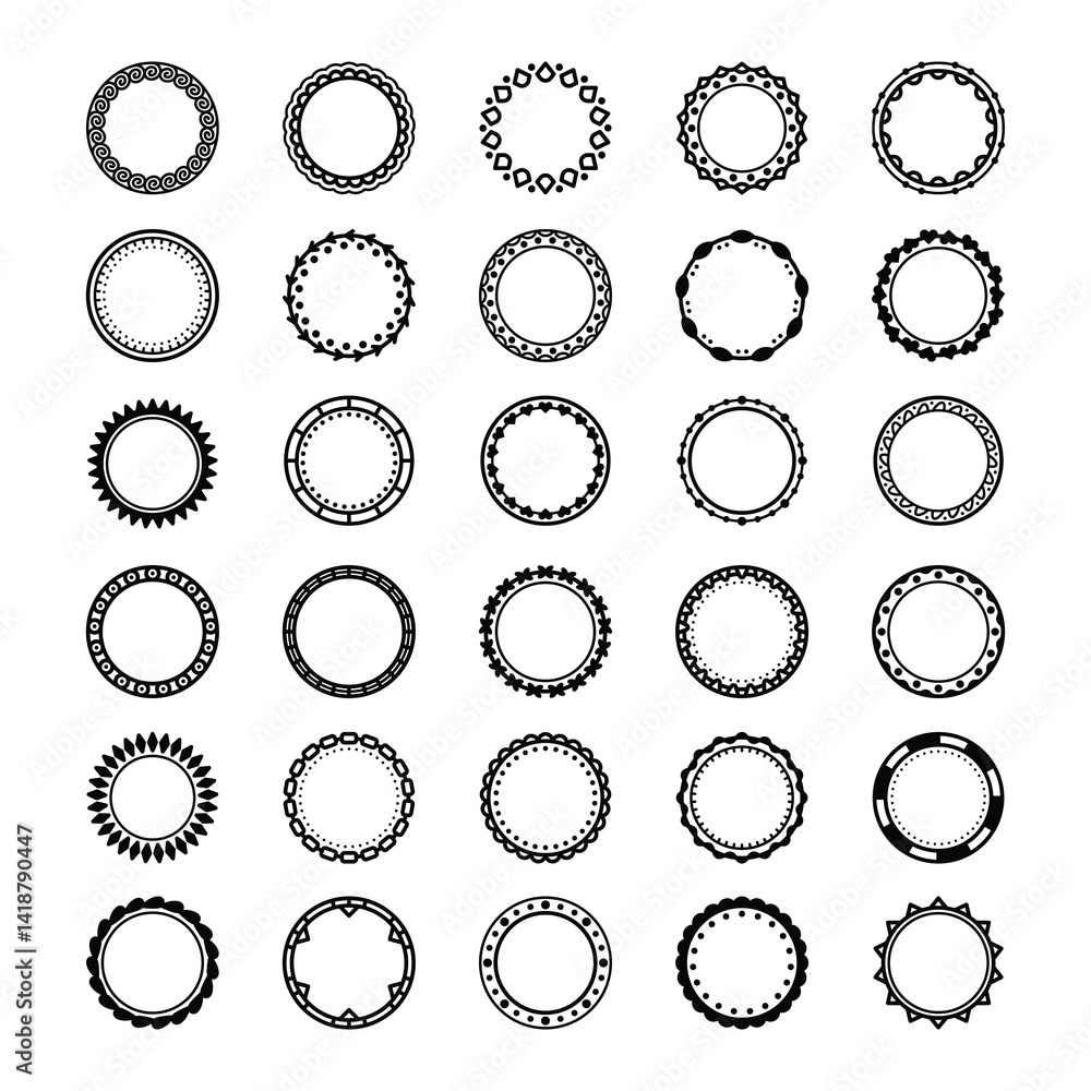 Set of circle frame line art vector Set of circle frame line art vector