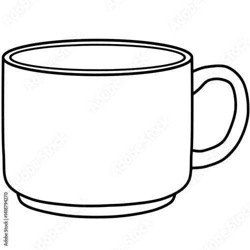 Flat Bottom Coffee Mug Outline Vector Illustration