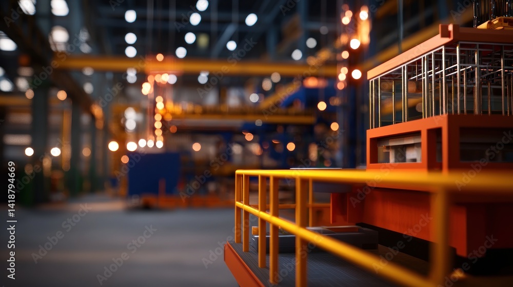 Industrial machinery in a large factory hall at night Industrial machinery in a large factory hall at night