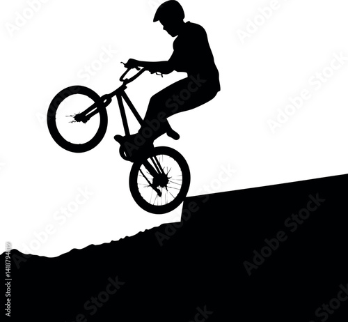 BMX Silhouette, Dirt Jump, Wheelie, Extreme Sport, Helmet, Monochrome, Adventure, Bike