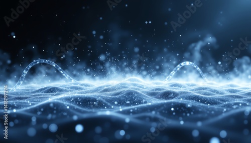 Wallpaper Mural Abstract wave patterns with luminous particles. Torontodigital.ca