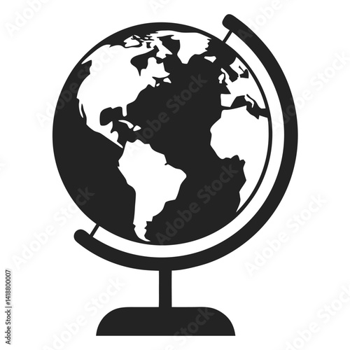 Earth Map Global Icon Silhouette