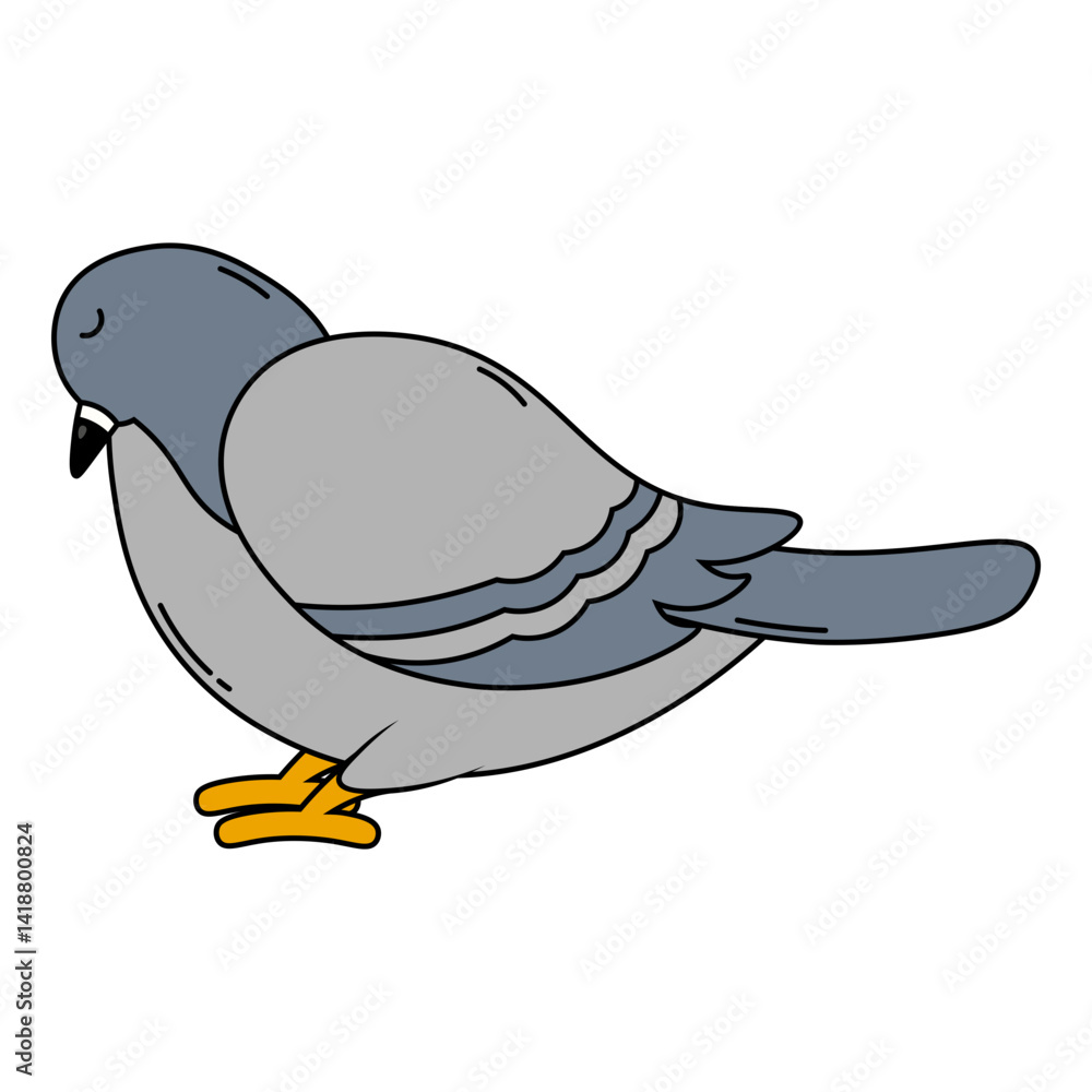 Cute Pigeon Illustration with Cartoon Design. Isolated Vector Character.