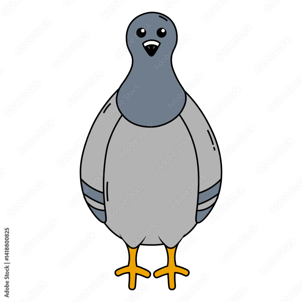 Cute Pigeon Illustration with Cartoon Design. Isolated Vector Character.