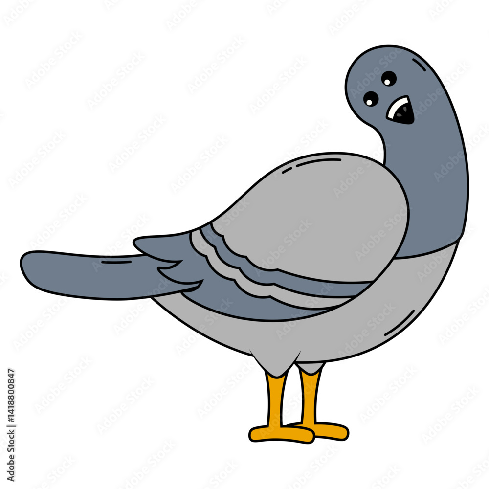 Cute Pigeon Illustration with Cartoon Design. Isolated Vector Character.