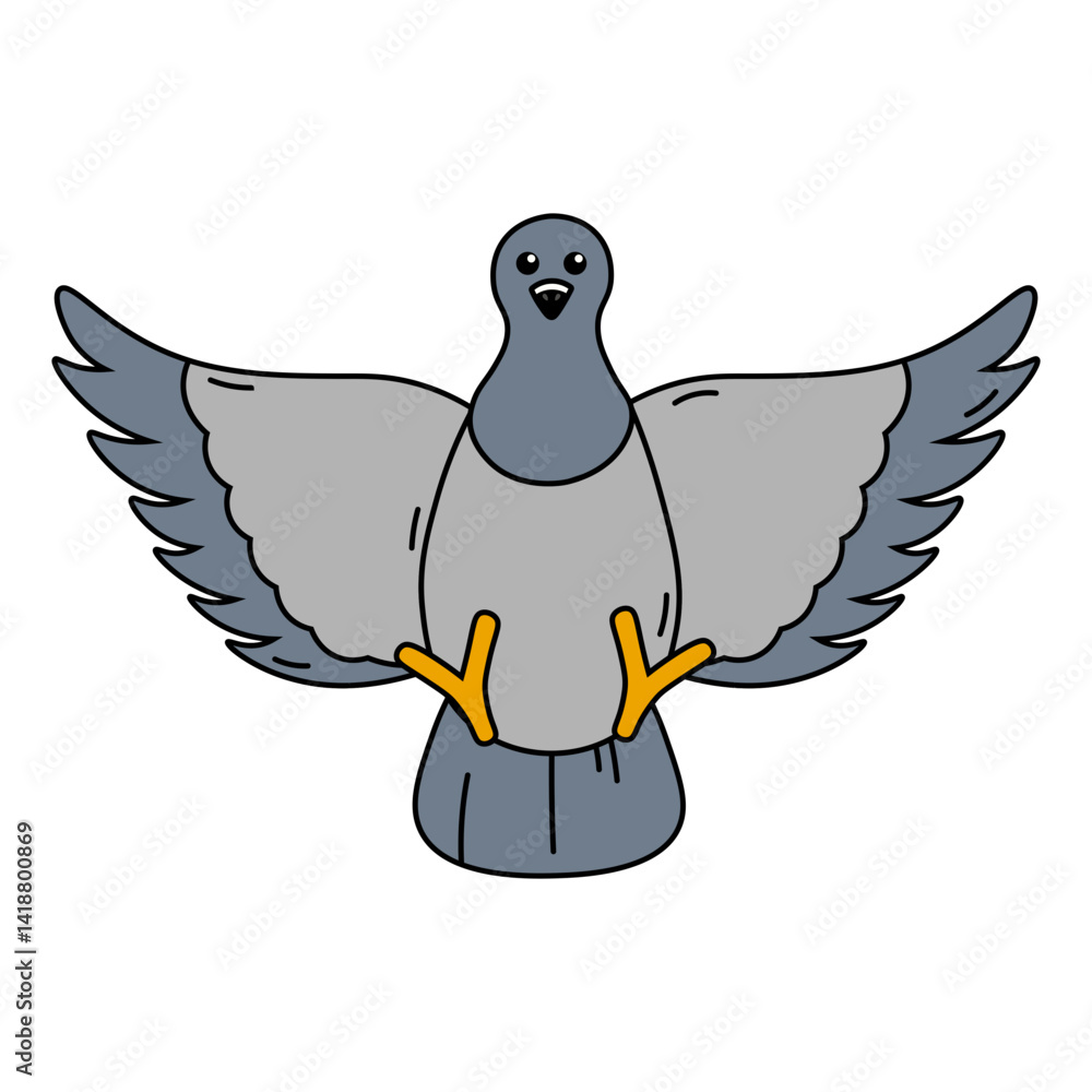 Cute Pigeon Illustration with Cartoon Design. Isolated Vector Character.