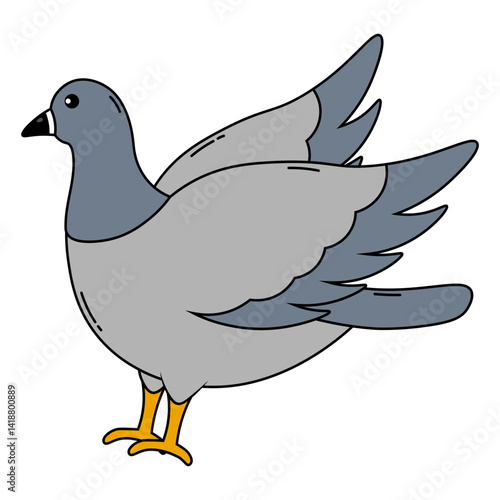 Cute Pigeon Illustration with Cartoon Design. Isolated Vector Character.