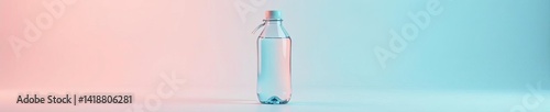 Minimalist shot of a see-through water bottle with a twist-off lid, hydration, refillable, clear