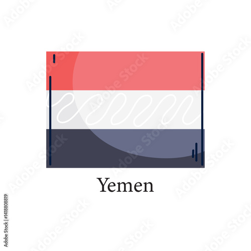 Free Download Vector Illustration of the National Flag of Yemen, Featuring Three Horizontal Bands of Red, White, and Black, Isolated on a White Background. - GFXLoad