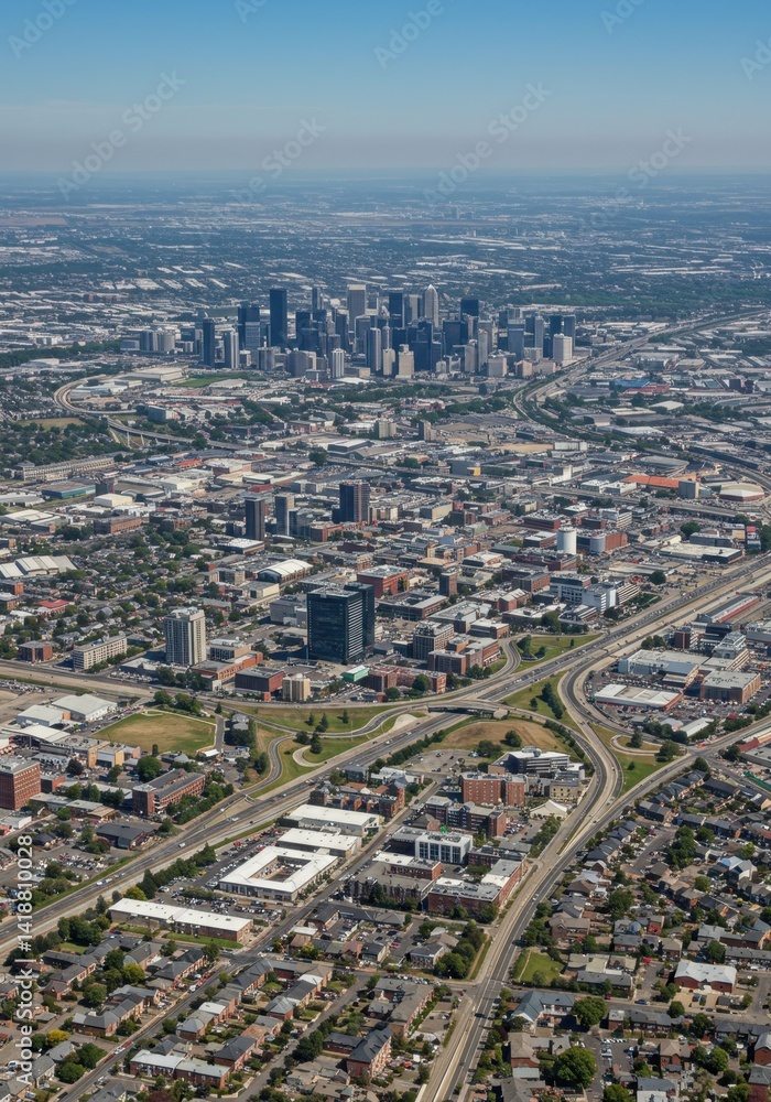 Fototapeta premium Aerial View of a Metropolis on a Sunny Day
