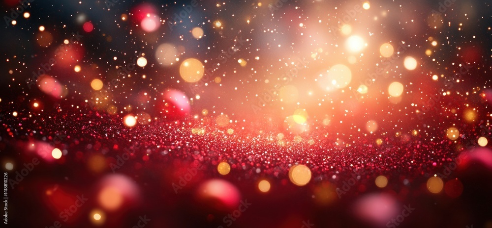 red and gold festive holiday background with sparkling lights and snowflakes red and gold festive holiday background with sparkling lights and snowflakes