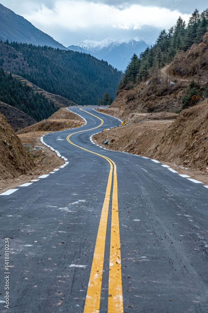 Fototapeta premium A photo documentary on the lifecycle of a road from construction to maintenance.