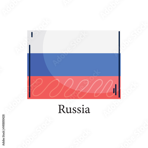 Vector illustration of the national flag of Russia featuring three horizontal stripes in white, blue, and red, representing the official tricolor of the Russian Federation