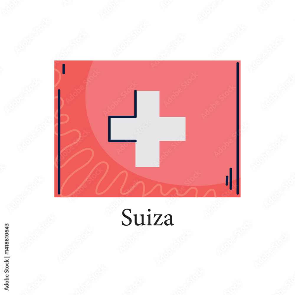 Obraz premium Vector Illustration of the National Flag of Switzerland Featuring a Bold White Cross on a Red Background Representing the Alpine Nation's Identity and Neutrality