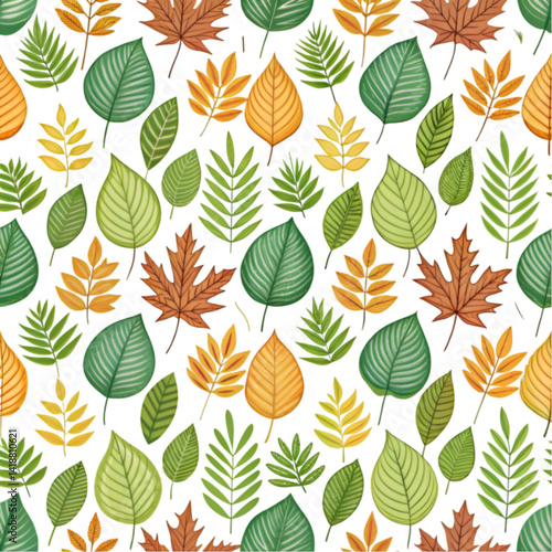 Background with different green leaves
