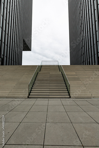 Stone steps between two tall buildings