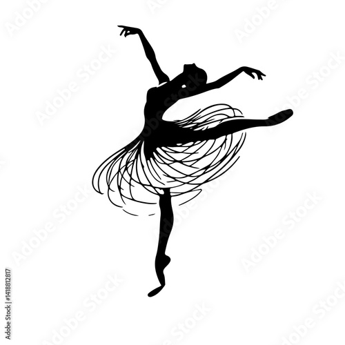 Elegant Ballerina Silhouette: Graceful Motion in Minimalist Form