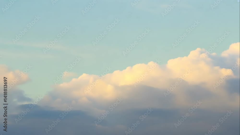 Soft Puffy Clouds in a Bright Blue Sky at Sunset Time Soft Puffy Clouds in a Bright Blue Sky at Sunset Time
