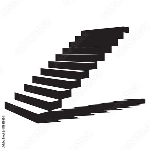 Wallpaper Mural Ascending Vector Black silhouettes stair, minimalistic illustration, minimalist design of stairs. with white background Torontodigital.ca