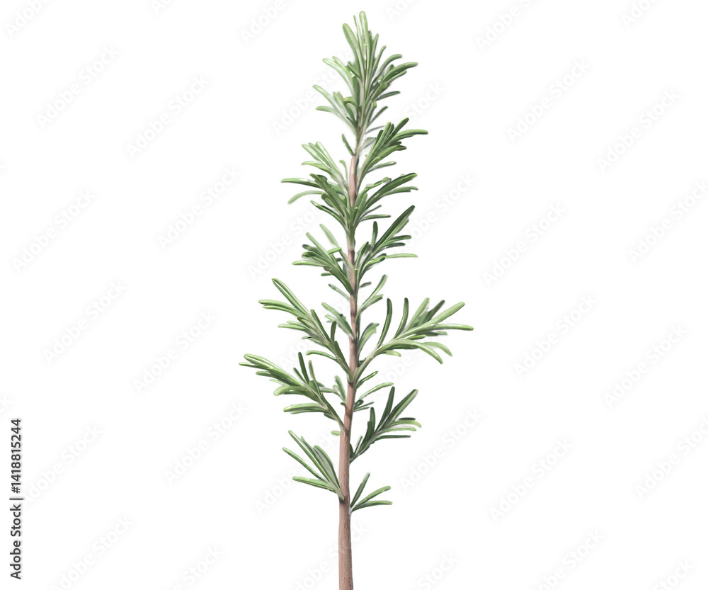 Elegant illustration of a rosemary sprig showcasing its vibrant green leaves and textured stem, set against a clean background, perfect for culinary themes Elegant illustration of a rosemary sprig showcasing its vibrant green leaves and textured stem, set against a clean background, perfect for culinary themes