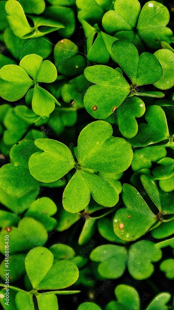Abundance of vibrant green shamrocks creating a lush, textured natural backdrop Abundance of vibrant green shamrocks creating a lush, textured natural backdrop