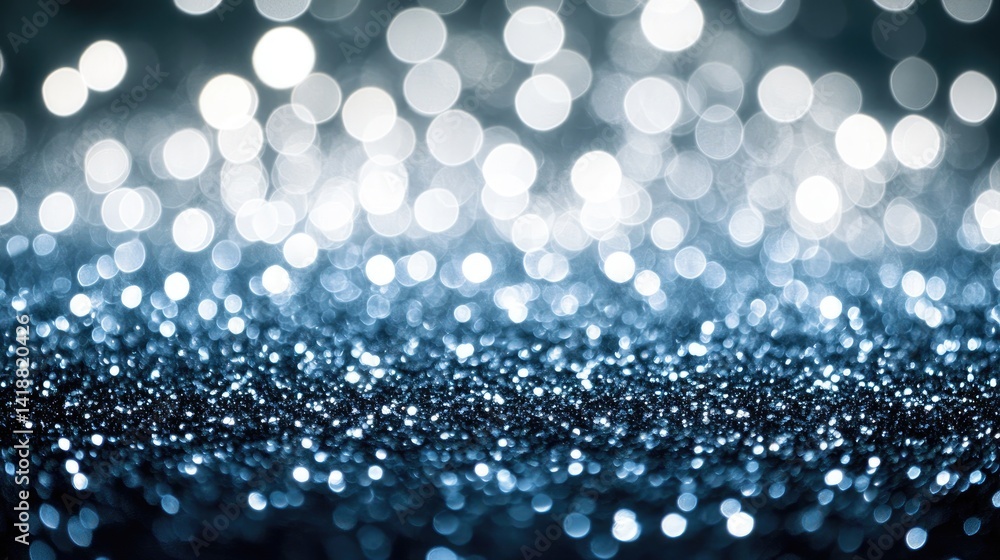 Fototapeta premium A shimmering display of blue glitter and bokeh lights.