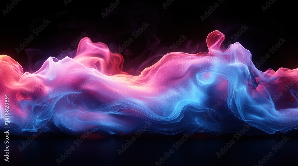 Abstract swirling neon smoke patterns on black background Abstract swirling neon smoke patterns on black background