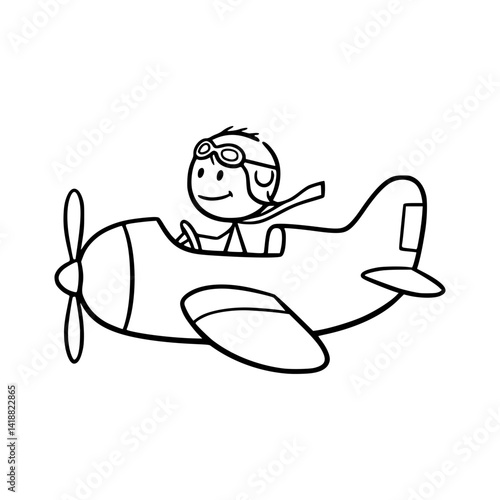 Sticky man piloting plane